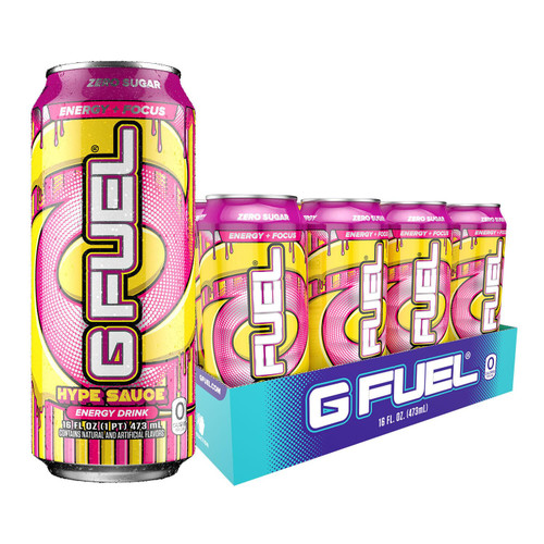 G Fuel Hype Sauce Energy Drink, Sugar Free, Healthy Drinks, Zero Calorie, 300 mg Caffeine per Carbonated Can, Raspberry + Lemonade Flavor, Focus Amino, Vitamin + Antioxidants Blend - 12 Pack G Fuel Hype Sauce Energy Drink, Sugar Free, Healthy Drinks, Zero Calorie, 300 mg Caffeine per Carbonated Can, Raspberry + Lemonade Flavor, Focus Amino, Vitamin + Antioxidants Blend - 12 Pack