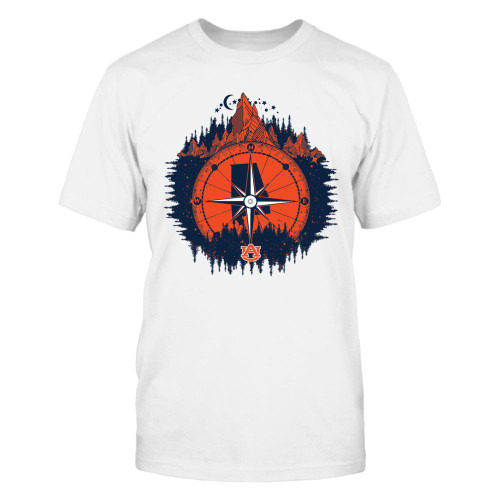 FanPrint Auburn Tigers T-Shirt - Compass - Men's Tee/White/L