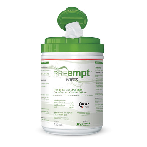 PreEmpt Wipes, 160 Count, Hospital Grade One-Step Surface Cleaner, and Disinfectant