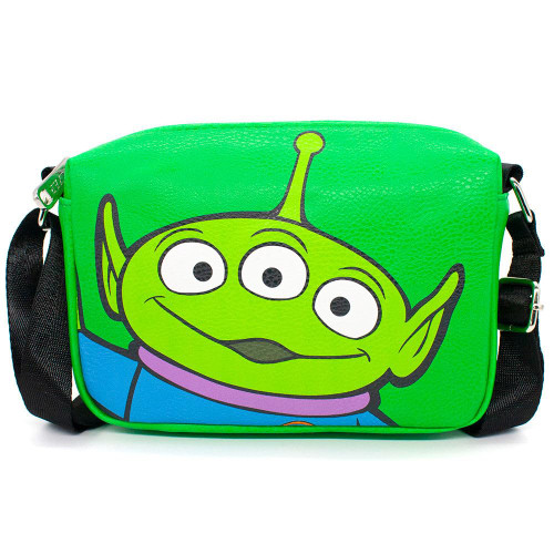 Disney Bag, Cross Body, Rectangle, Toy Story Alien Smiling Close Up Pose, Green, Vegan Leather
