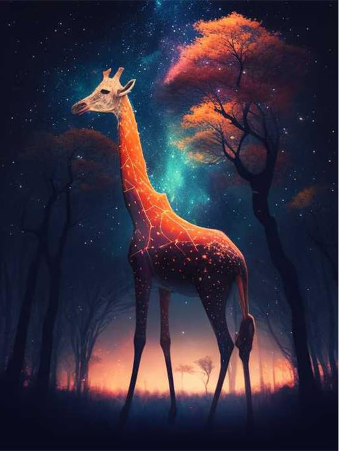 5D DIY Diamond Painting Kits Full Drill,Diamond Painting Kits Art,Animal Diamond Art, Mysterious Giraffe Diamond Painting Craft for Home Office Wall Decor 16x20 inch