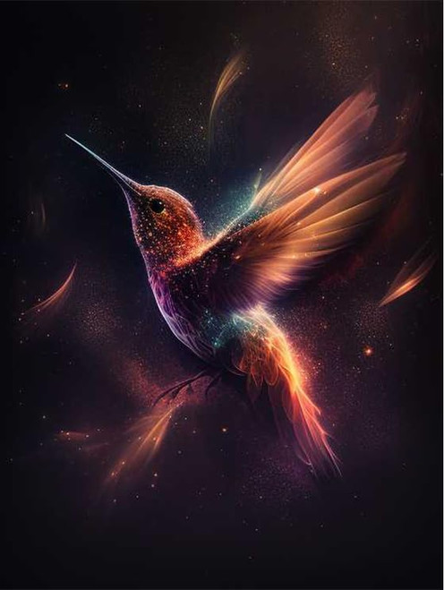 5D DIY Diamond Painting Kits Full Drill,Diamond Painting Kits Art,Animal Diamond Art, Starry Night Hummingbird Diamond Painting Craft for Home Office Wall Decor 16x20 inch