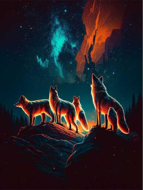 5D DIY Diamond Painting Kits Full Drill,Diamond Painting Kits Art,Animal Diamond Art, Wonderful Wolves Diamond Painting Craft for Home Office Wall Decor 16x20 inch