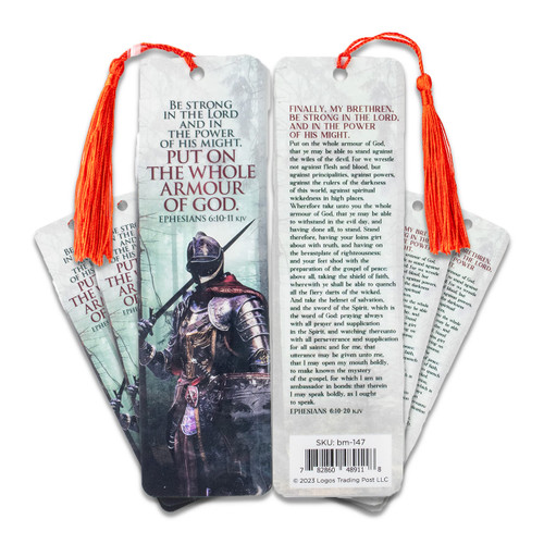 Bible Bookmark with Tassel & Scripture Pack of 6 - Ephesians 6:10-11: Put On The Whole Armor of God Bible Verse Bookmark - Inspirational Christian Bookmarks for Men & Women - Religious Bookmarks
