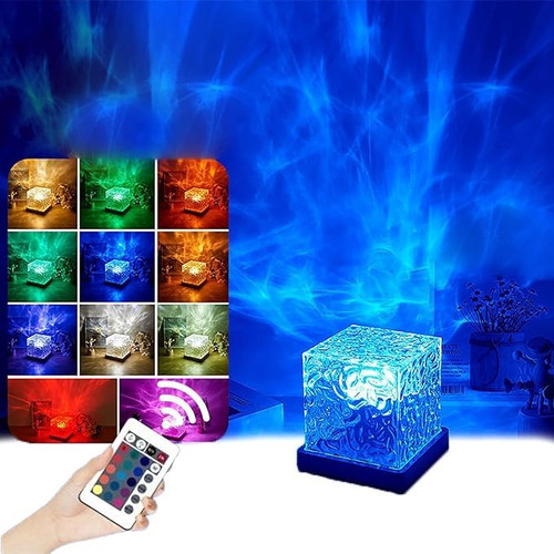 YIKSORE Northern Lights Lamp, Aurora Northern Night Lights Projector, 16 Color Lights Dynamic Water Ripple Lamp Projector for Bedroom Indoor Starry Night Light (Rechargeable)
