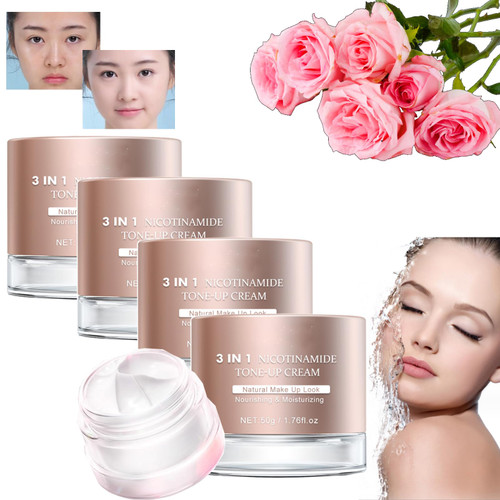 3-in-1 Brightening Cream for Flawless Radiant Skin, 3 in 1 Moisturizing Tone up Cream, Body Whitening Sunscreen Cream, Korean Glass skin Tone-up Cream, Korean Whitening Sunscreen BB Cream (4pcs)