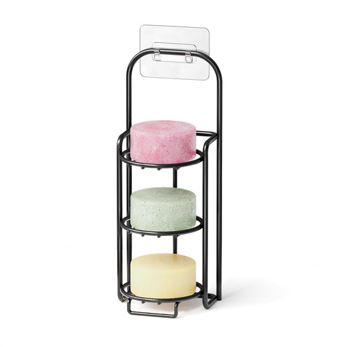 SpaceAid 3 Tier Shampoo Bar Holder for Shower, Self Draining Soap Bar Holders Caddy for Bathroom Wall and Kitchen Sink, Shampoo Bar Dish Rack, Stainless Steel Bar Soap Holder (Black)