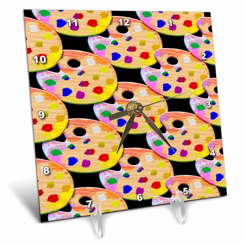 3dRose Creative Pattern for Artist of a Paint Art Palette. - Desk Clocks (dc_351524_1)