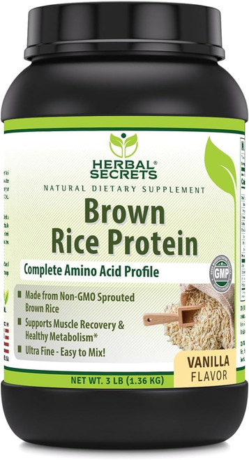 Herbal Secrets Brown Rice Protein Powder 3 Lbs | Vanilla Flavor | 12 Gram Protein per Serving | 76 Servings | Vegan | Made in USA Herbal Secrets Brown Rice Protein Powder 3 Lbs | Vanilla Flavor | 12 Gram Protein per Serving | 76 Servings | Vegan | Made in USA