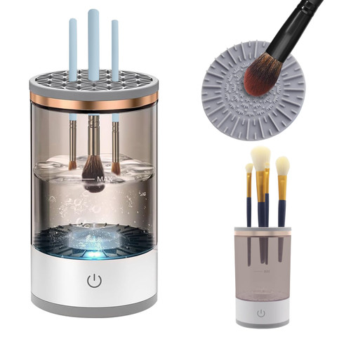 Makeup Brush Cleaners Electric Makeup Brush Cleaner, Brushly Pro Cosmetic Brush Cleaner Machine,Automatic Electric Makeup Brush Cleaner and Dryer with Brush Clean Mat Fit for All Size Makeup Brush Makeup Brush Cleaners Electric Makeup Brush Cleaner, Brushly Pro Cosmetic Brush Cleaner Machine,Automatic Electric Makeup Brush Cleaner and Dryer with Brush Clean Mat Fit for All Size Makeup Brush