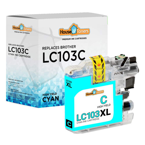 Houseoftoners Remanufactured Replacement for Brother LC103C Ink Cartridge,High Yield Brother LC103C Ink Cartridge for DCP-J152W MFC-J285DW J4310DW J4410DW J450DW J4510DW J4610DW - 1 Pack (Cyan)