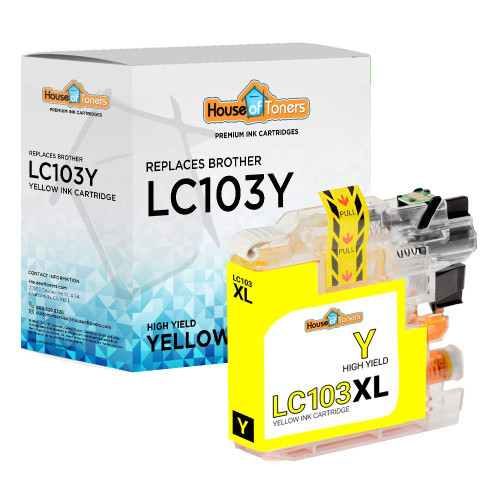 Houseoftoners Remanufactured Replacement for Brother LC103Y Ink Cartridge, High Yield for Brother LC103Y Ink Cartridge for MFC-J285DW J4310DW J4410DW J450DW J4510DW J4610DW J470DW - 1 Pack (Yellow)