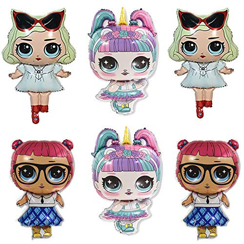 LOL Party's Balloons for Chrildren Surprise Birthday Balloon Bouquet Decorations Surprise Doll Balloons 6 Packs For Chirldrens Party