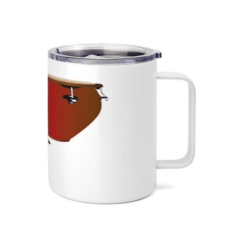 Ambesonne Drums 10 Oz Steel Mug, Illustration of a Pair of Conga Drums on a Plain Background Cuba Culture Items, Vacuum Insulated Leak-resistant Cup for Outdoor Hiking and Picnics, Ruby and White