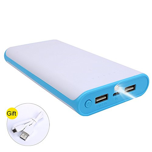 20000mAh Portable Charger Power Bank Dual-Port Output External Battery Pack with LED Light for iPhone, iPad & Samsung Galaxy & More (Blue+White)