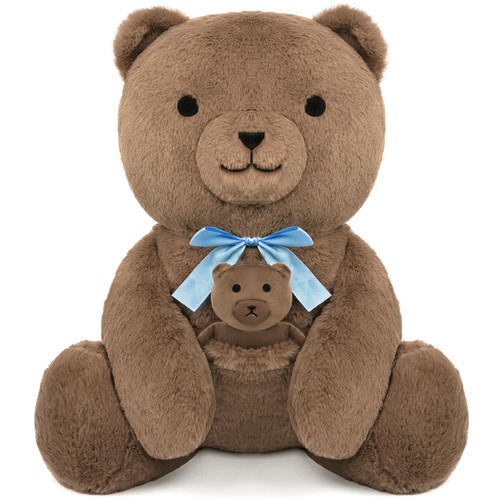 JIZWPOOM Teddy Bear Stuffed Animal, 22" Teddy Bear Plush, Giant Teddy Bear Mommy with Baby Bear, Stuffed Bears Plush Brown Bear Stuffed Animals Gift for Baby Shower Birthday Decor