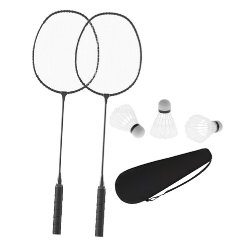 kowaku Badminton Rackets Set Badminton Shuttlecock Double Racquets with Rackets Bag Badminton Racquets for Backyards Family Indoor, Black