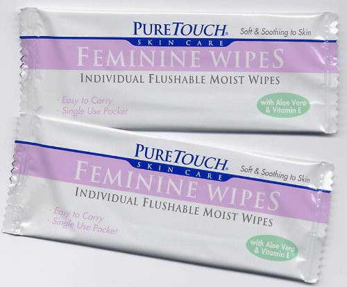 PureTouch Feminine Towelettes Individual Flushable Moist Wipes 144 Single-Use-Packets PureTouch Feminine Towelettes Individual Flushable Moist Wipes 144 Single-Use-Packets