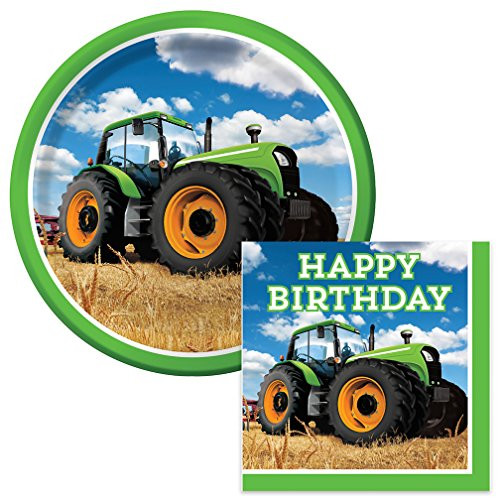 Tractor Time Happy Birthday Lunch Napkins & Plates Party Kit for 8