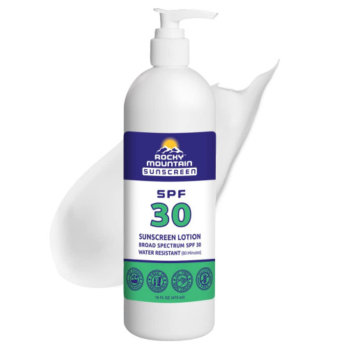 Rocky Mountain Sunscreen | SPF 30 16oz | Broad Spectrum UVA/UVB Protection | Hawaii 104 Reef Act Compliant (Oxybenzone & Octinoxate Free) | Water Resistant 80 Min. | Fragrance Free With Pump(16 Fl Oz)
