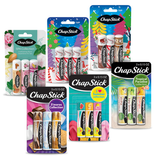 ChapStick Fan Favorites Multi-Pack Flavored Lip Balm Tubes Fan Favs - 0.15 Oz (Box of 6 Packs of 3)