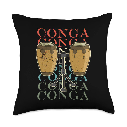 Conga Designs for Conga Player Indestructible Drummer Musical Instrument Conga Throw Pillow, 18x18, Multicolor