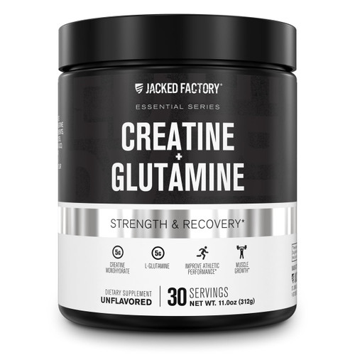 Creatine + Glutamine - Creatine Supplement with L-Glutamine for Muscle Recovery, Muscle Growth, Increased Strength, Enhanced Energy Output, and Gut Health - 30 Servings, Unflavored