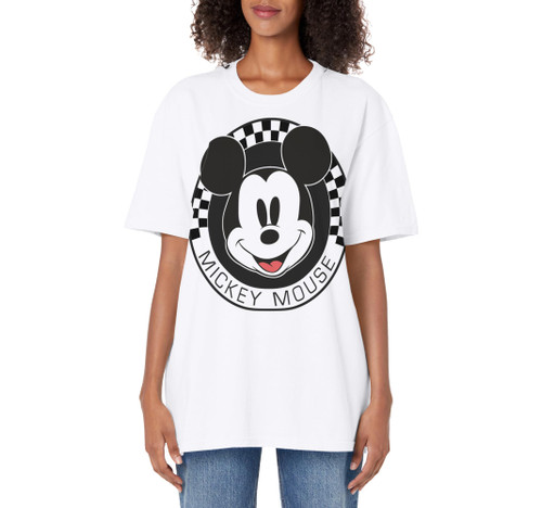 Disney Mickey And Friends Mickey Mouse Checkerboard Circle Adult Oversized Vintage T-Shirt Disney Mickey And Friends Mickey Mouse Checkerboard Circle Adult Oversized Vintage T-Shirt