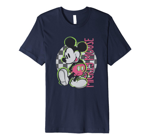Disney Mickey And Friends Neon Retro Checkerboard Skate Premium T-Shirt