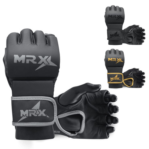 MRX MMA Mens Sparring Grappling Gloves MMA Mitts Glove for Cage Fighting Boxing Muay Thai Kickboxing Training & Combat MMA Gloves Punching Glove Adjustable Wrist Wrap Sparring Half Mitts X-Large