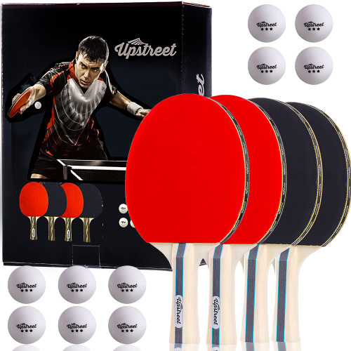 Upstreet Ping Pong Paddles Professional Ping Pong Paddles or Table Tennis Paddles Ping Pong Balls Ping Pong Set for Recreational Games Indoor and Outdoor Ping Pong Paddles (Red Stripes) Upstreet Ping Pong Paddles Professional Ping Pong Paddles or Table Tennis Paddles Ping Pong Balls Ping Pong Set for Recreational Games Indoor and Outdoor Ping Pong Paddles (Red Stripes)