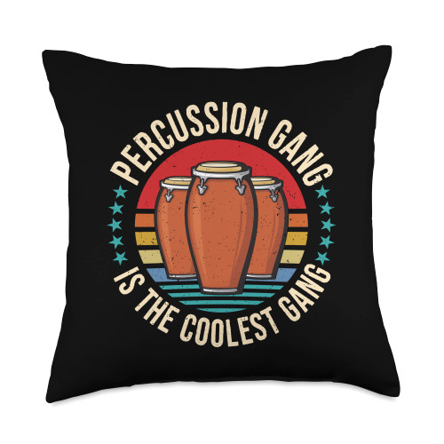 Conga Designs for Conga Player Percussion Coolest Gang Loves Music Conga Throw Pillow, 18x18, Multicolor