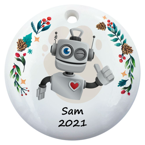 Personalized Robot Christmas Ornament - Robot Gift for Kid - Robotics Science Robot for Toddler