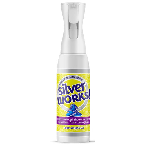 SilverWorks! Shoe Spray For Smelly Shoes - Max Shoe Odor Elimination Spray - Silver Ion Technology - Boot, Sneaker, Shoe Deodorizer Spray - Stinky Shoe Smell Eliminator, Shoe Freshener Spray -16.9oz
