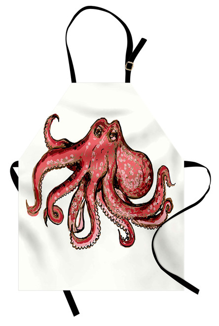 Ambesonne Octopus Apron, Image of Octopus Underwater Wildlife Animal Illustration Print, Unisex Kitchen Bib Apron with Adjustable Neck for Cooking Baking Gardening, Red Pink Ambesonne Octopus Apron, Image of Octopus Underwater Wildlife Animal Illustration Print, Unisex Kitchen Bib Apron with Adjustable Neck for Cooking Baking Gardening, Red Pink