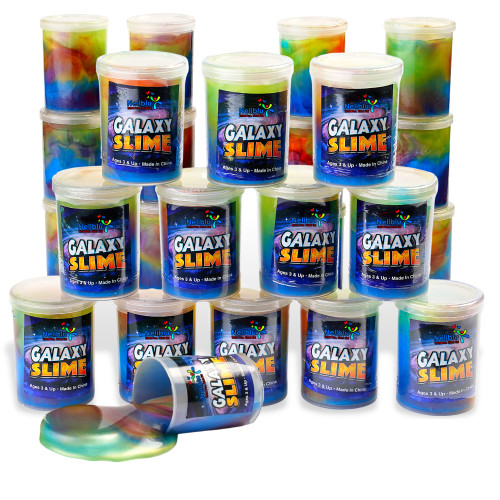 Neliblu - 24 Pack Galaxy Slime 1.5"x3"- Assorted Unicorn Party Favors, Stress Relief Toys for Kids,DIY Decoration-Bulk Party Pack-Goodie Bag Stuffers-2 Dozen Marble Rainbow Non Toxic Galaxy Slime Kit