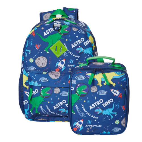 RALME 16 Inch Dinosaur Backpack with Lunch Box Set for Boys or Girls, Value Bundle, Blue