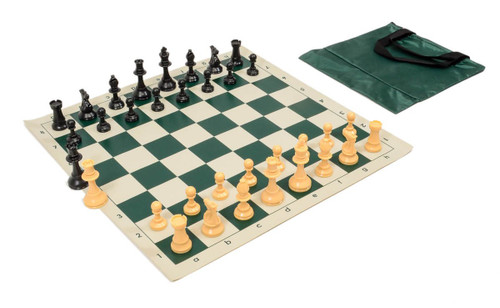 Wholesale Chess Quality Starter Chess Set Combo - Forest Green Chess Board & Bag