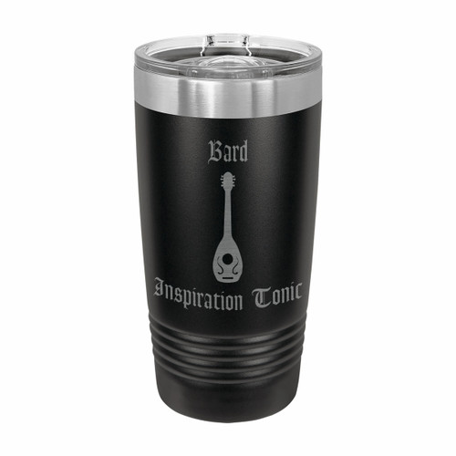 D&D Engraved Tumbler Bard Inspiration Tonic Insulated Stainless Steel Travel Mug with Lid Dungeons Dragons Gifts DND (20 ounce, Black)