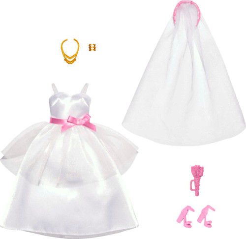 Barbie Clothes, Bridal Fashion Pack for Barbie Doll on Wedding Day, 1 Outfit with Accessories for a Complete Look Barbie Clothes, Bridal Fashion Pack for Barbie Doll on Wedding Day, 1 Outfit with Accessories for a Complete Look