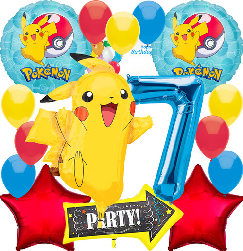 Anagram Pikachu Foil Balloon Bouquet Set | Intended for Pokemon Pokeball Theme Party Accesory Multicolor 7th Birthday, AN-29460,AN-36332