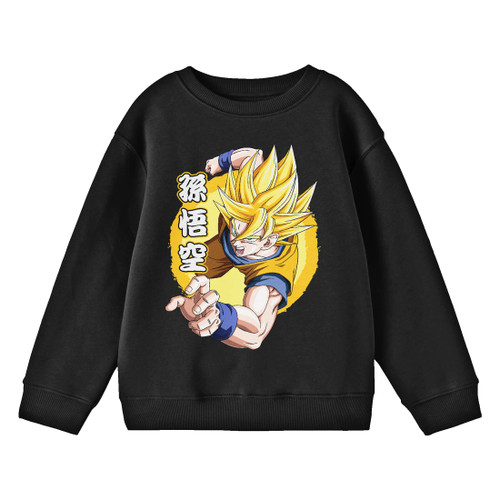 Bioworld Dragon Ball Z Son Goku Crew Neck Long Sleeve Black Youth Sweatshirt-XL