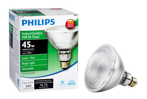 Philips 419424 Halogen PAR38 45 Watt Equivalent Flood Dimmable Standard Base Light Bulb