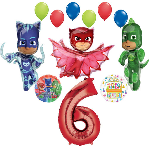 Mayflower PJ Masks 6th Birthday Party Supplies Catboy, Owlette and Gekko Balloon Decorations Mayflower PJ Masks 6th Birthday Party Supplies Catboy, Owlette and Gekko Balloon Decorations
