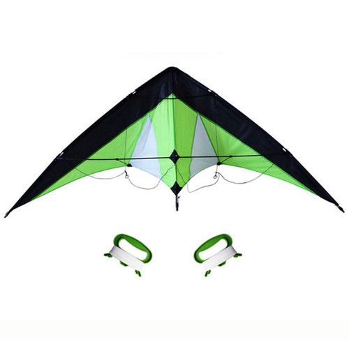AzulHome Large Delta Kite for Kids & Adults, Extremely Easy to Fly for Beach, String Line and Two Ribbons Included, Green and White Color, Perfect for Beginners