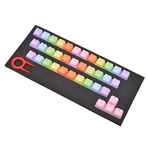 37key keycap Double Shot Injection Key Cap PBT Backlit Keycaps for Mechanical Gaming Keyboards with Key Puller Rainbow Gradient Color