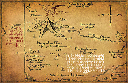 Rebel Pop Art Thorin's Hobbit Middle Earth Map - Fantasy Poster Print (11x17 inches)