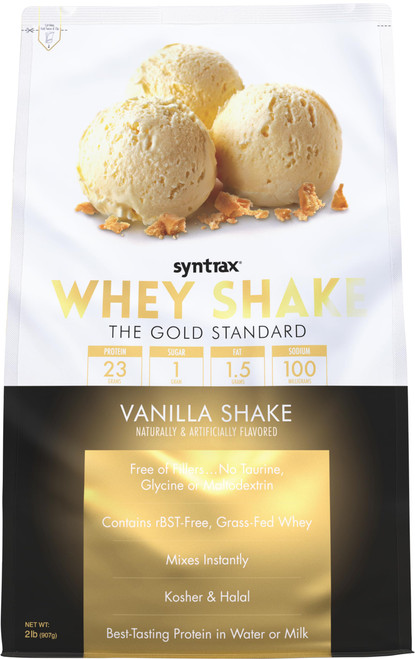 Syntrax Nutrition Whey Shake Protein Powder, Cold Filtered & Undenatured Whey Protein Blend, Real Vanilla Bean Specks, Vanilla Shake, 2 lbs