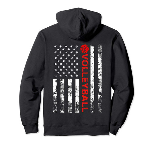 Volleyball Vintage USA American Flag Pullover Hoodie Volleyball Vintage USA American Flag Pullover Hoodie