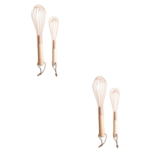 BESTOYARD 4 Pcs Balloon Hand Mixer Cream Mixer Machine Pastry Whisk Kitchen Egg Beater Dough Whisk Blender Coffee Whisk Hand Mixer Beaters Egg Whisker Hand Gravy Stainless Steel Wooden Sauce